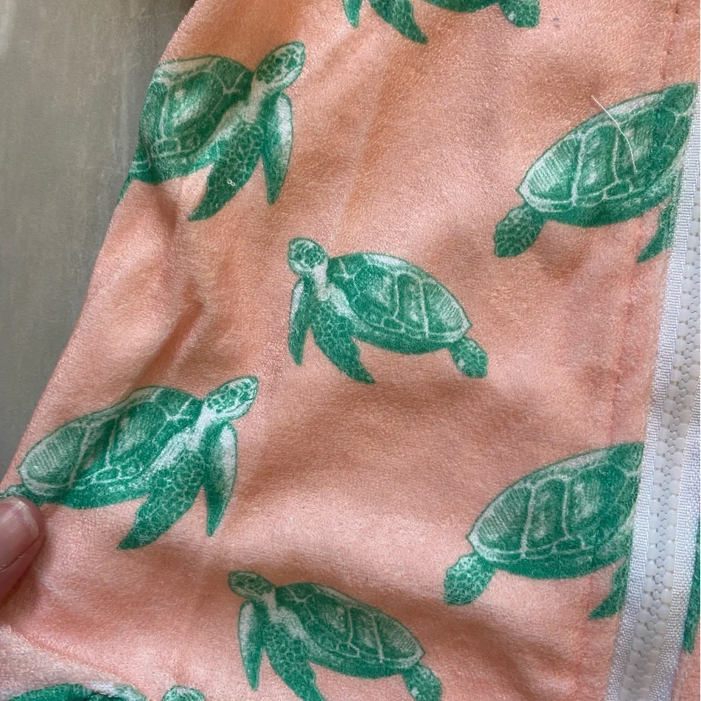 NWOT Sugar Bee Terry Cloth Sea Turtle Ruffled Zip-Up Hooded Swimsuit Cover-up 3M